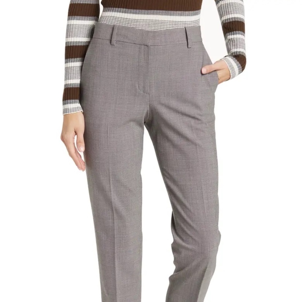 Theory Wool High Rise Cropped Ankle Grey Trousers Plus Size 18